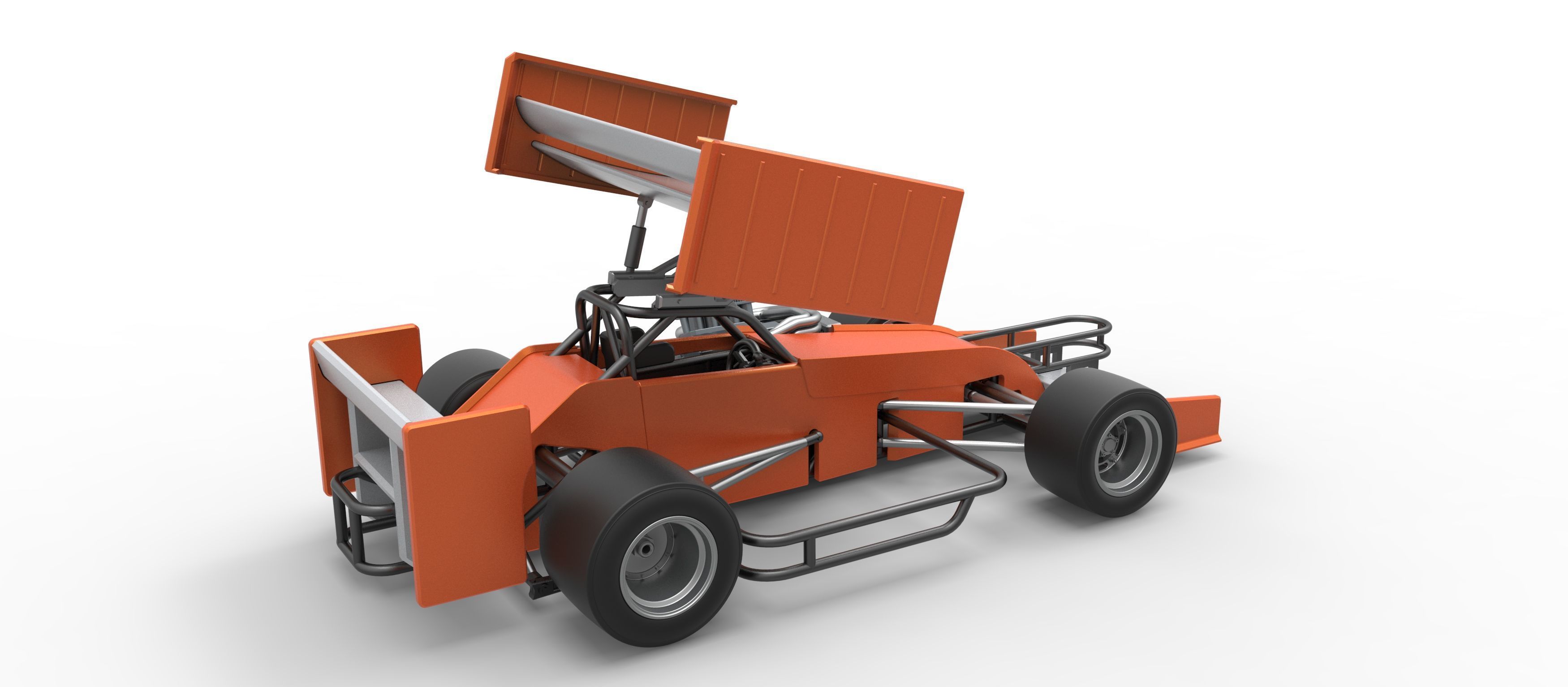 Supermodified front engine Winged race car V3 Scale 1 to 25 3D print model_20