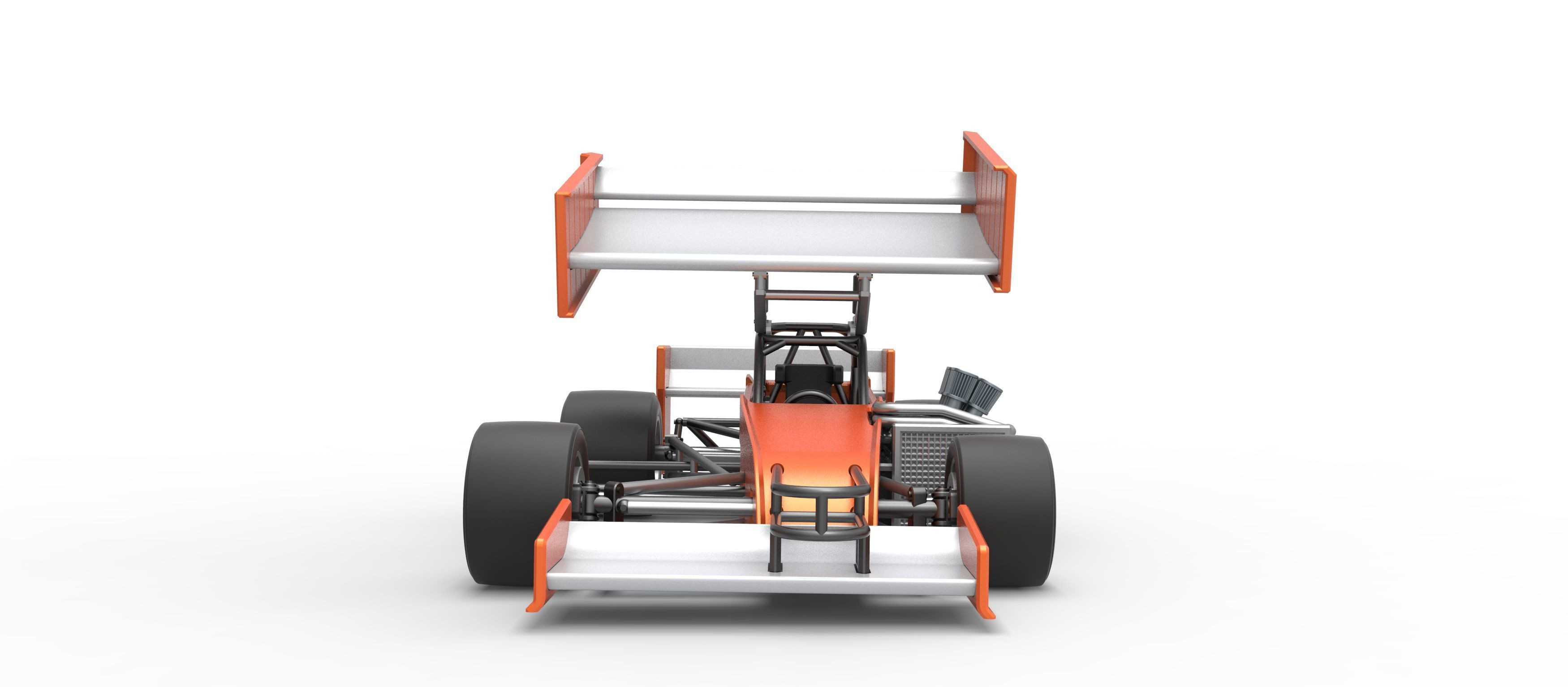 Supermodified front engine Winged race car V3 Scale 1 to 25 3D print model_7