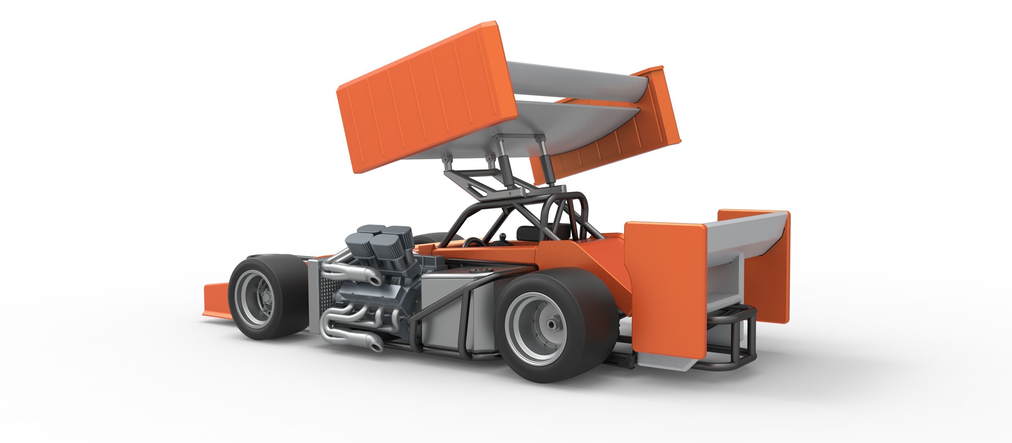 Supermodified front engine Winged race car V3 Scale 1 to 25 3D print model_12
