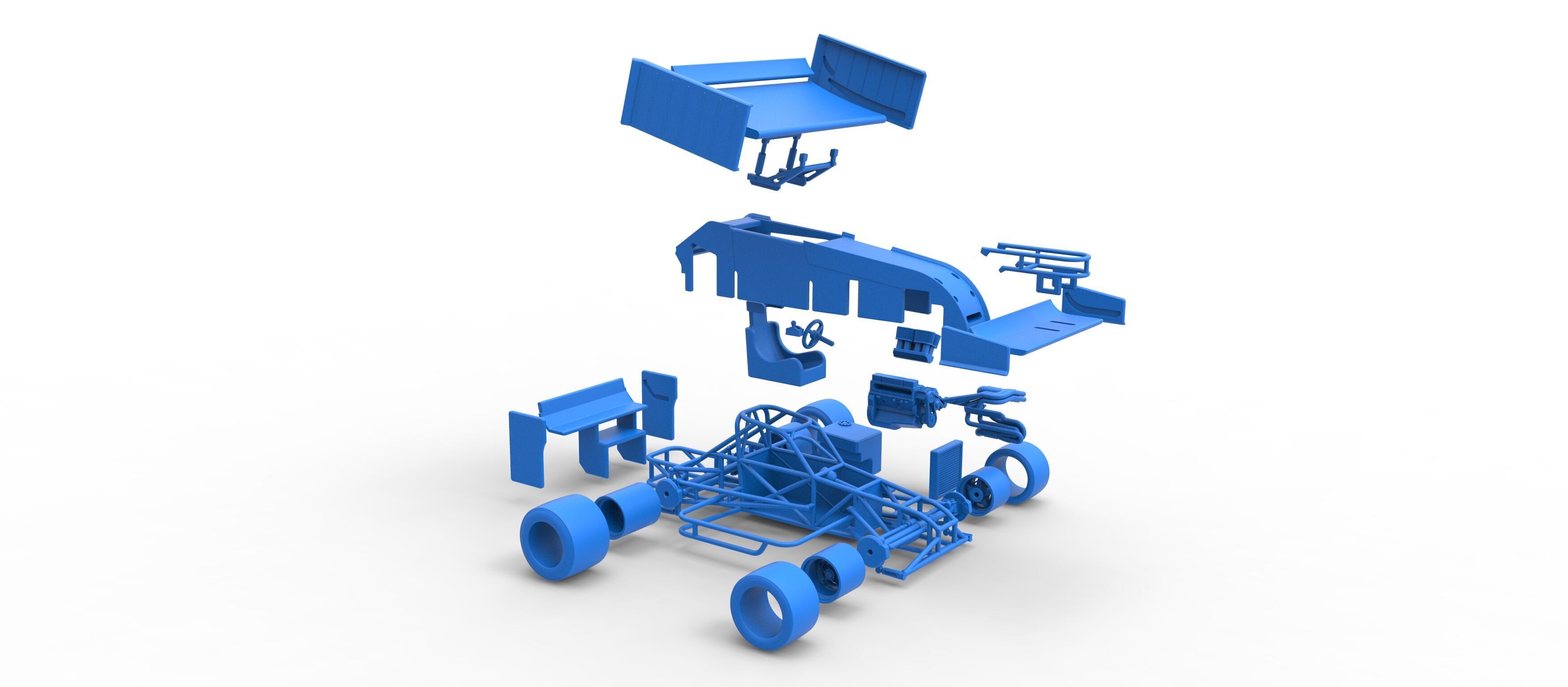 Supermodified front engine Winged race car V3 Scale 1 to 25 3D print model_66