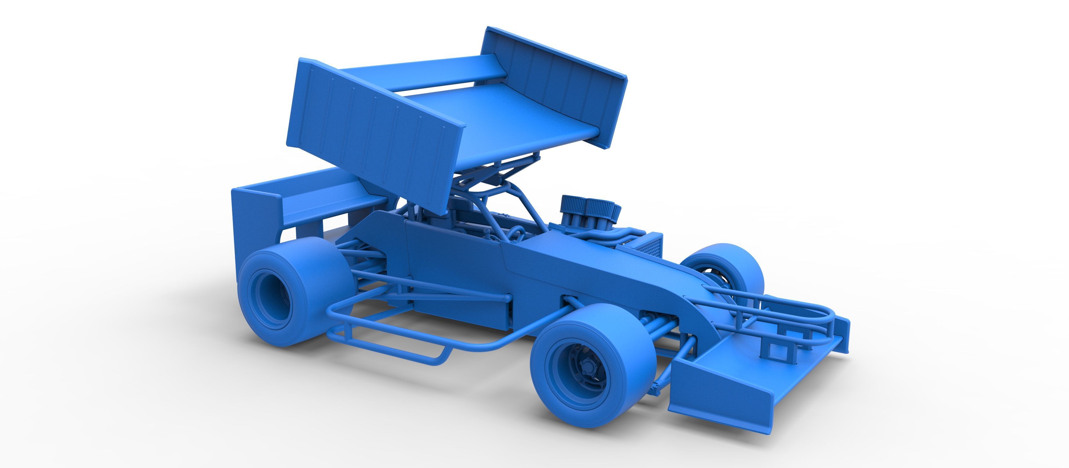 Supermodified front engine Winged race car V3 Scale 1 to 25 3D print model_51