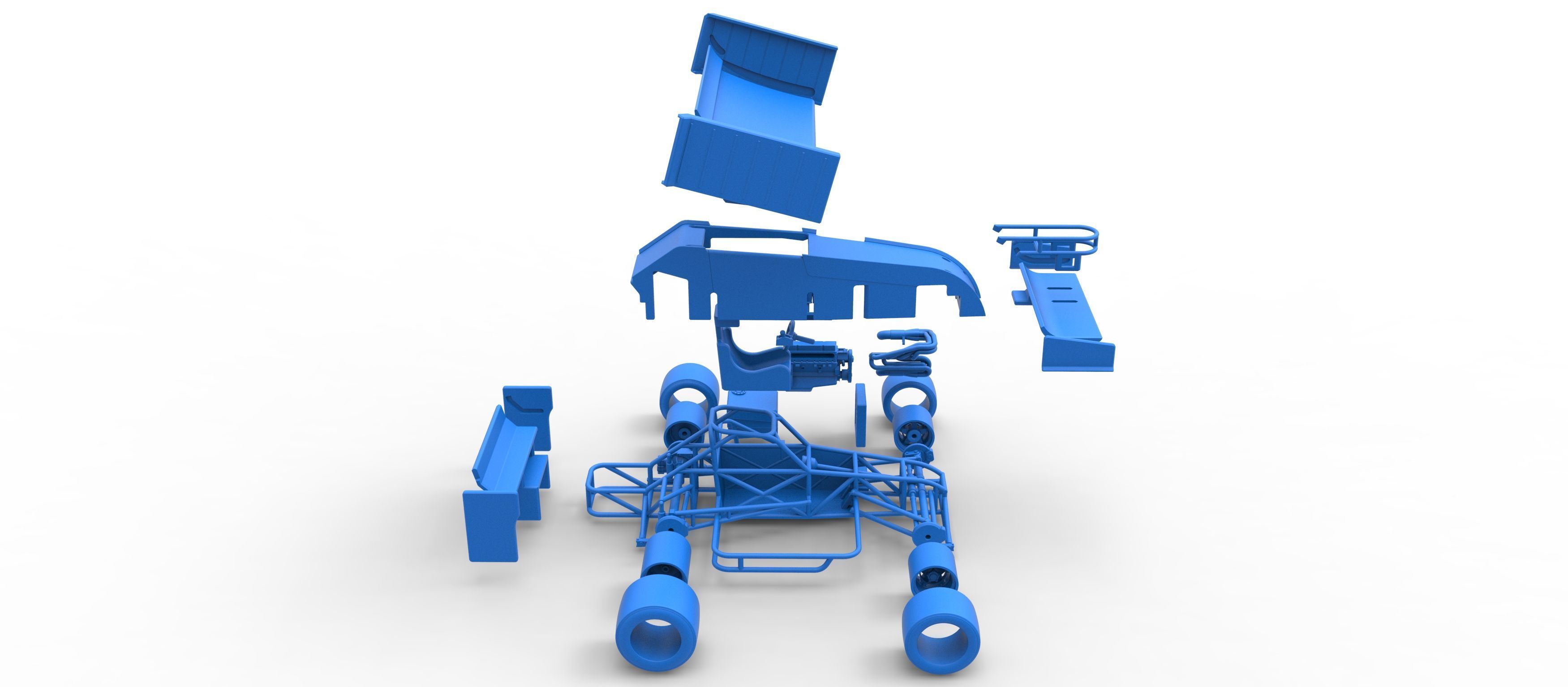 Supermodified front engine Winged race car V3 Scale 1 to 25 3D print model_65