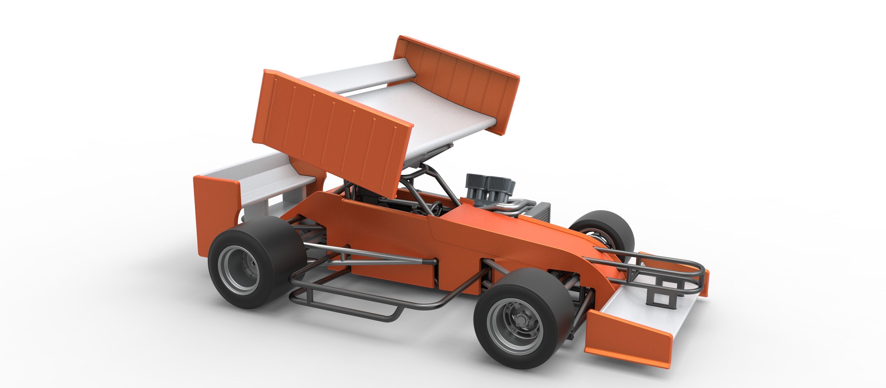 Supermodified front engine Winged race car V3 Scale 1 to 25 3D print model_24