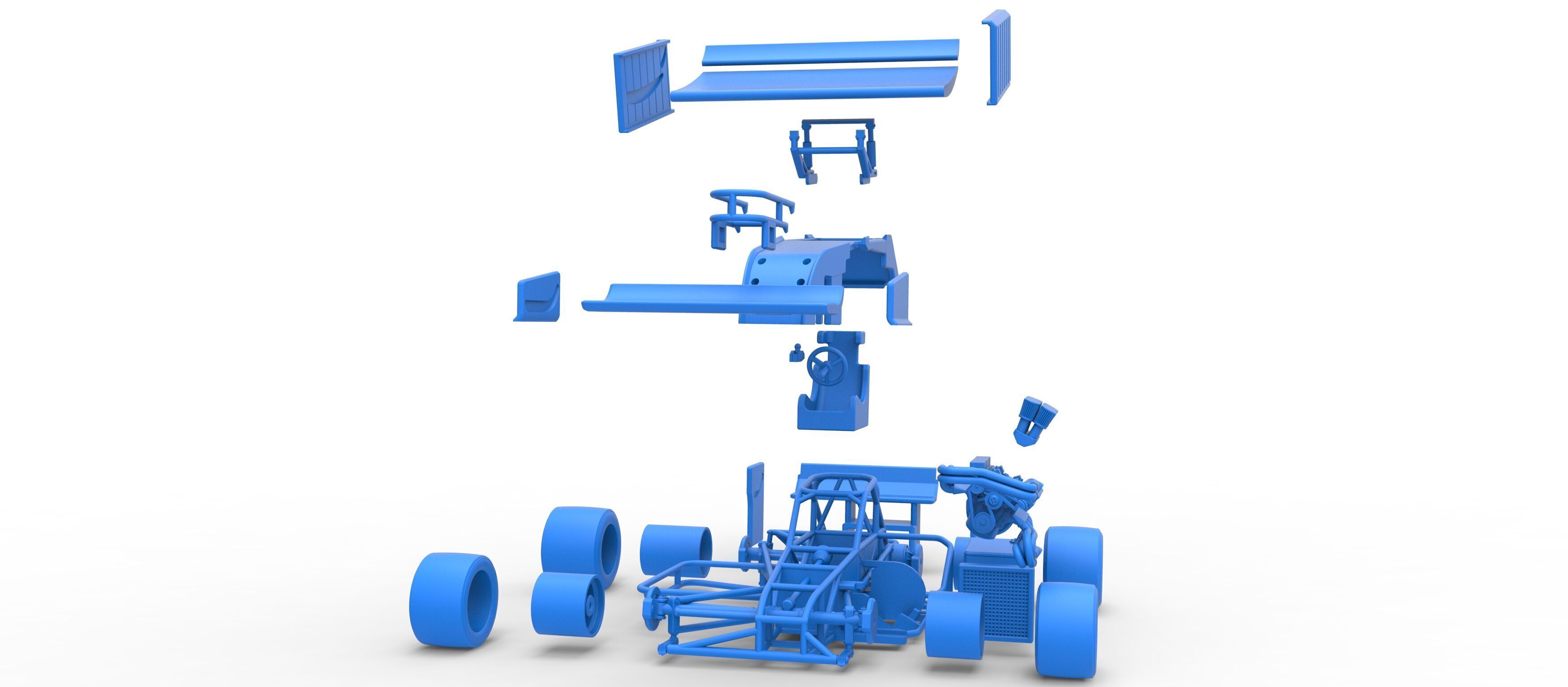 Supermodified front engine Winged race car V3 Scale 1 to 25 3D print model_58