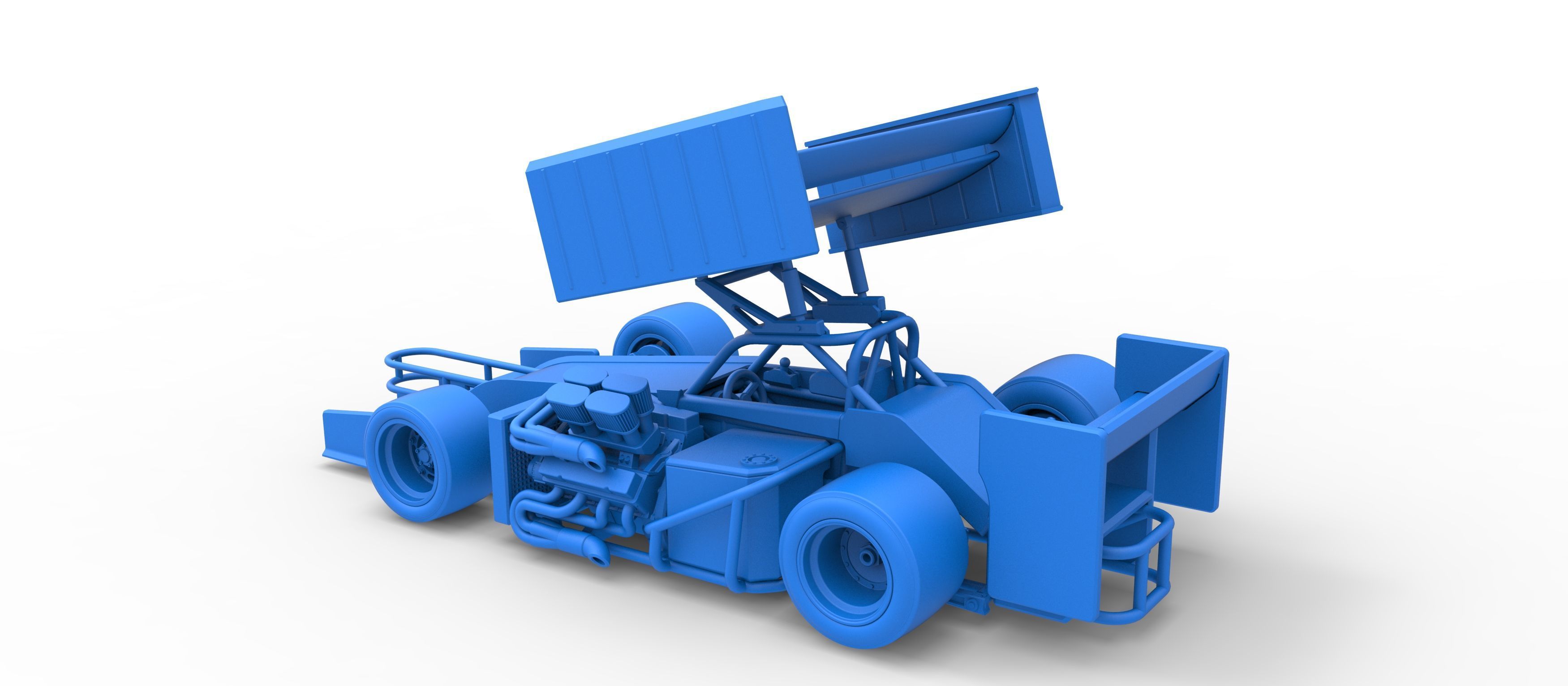 Supermodified front engine Winged race car V3 Scale 1 to 25 3D print model_39