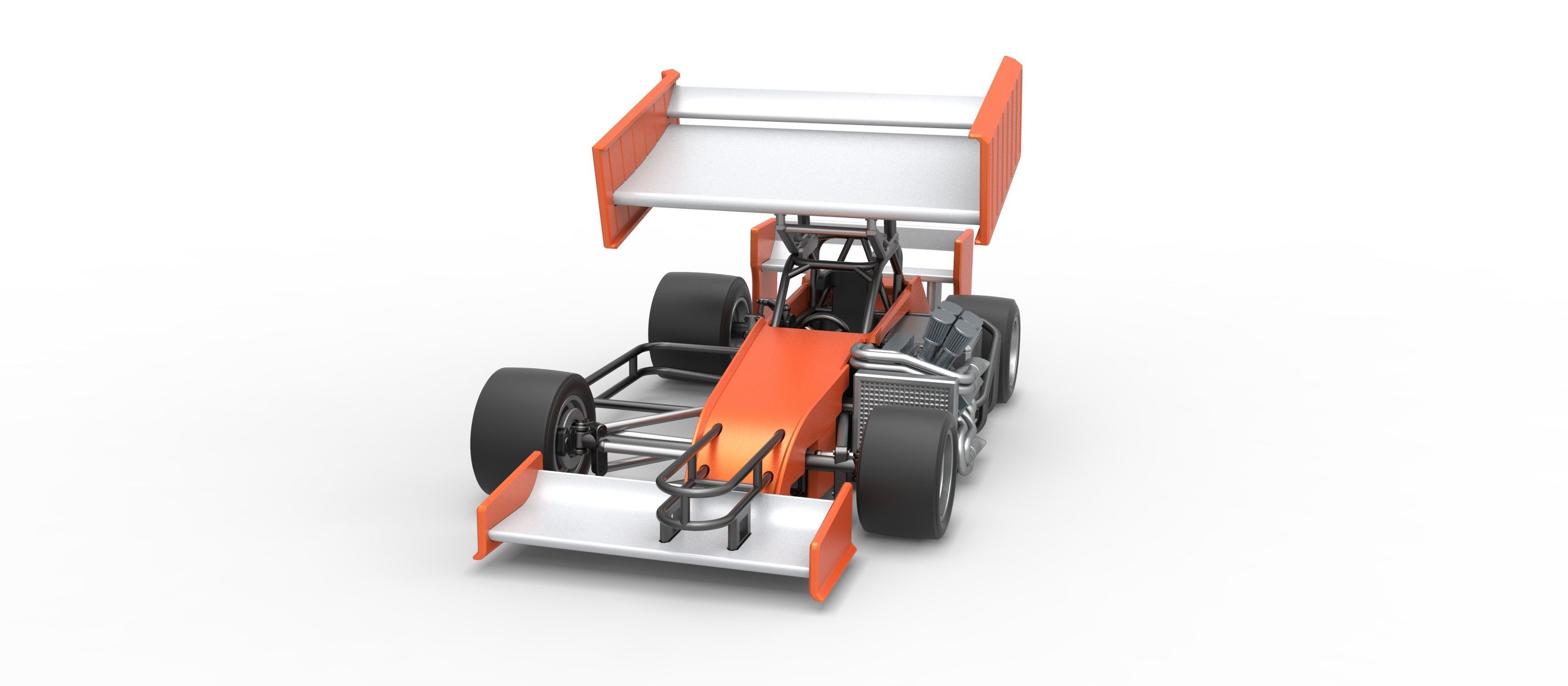 Supermodified front engine Winged race car V3 Scale 1 to 25 3D print model_5
