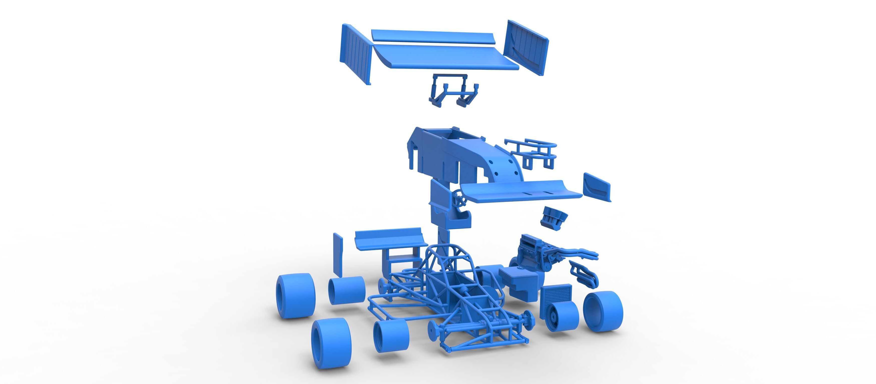 Supermodified front engine Winged race car V3 Scale 1 to 25 3D print model_67