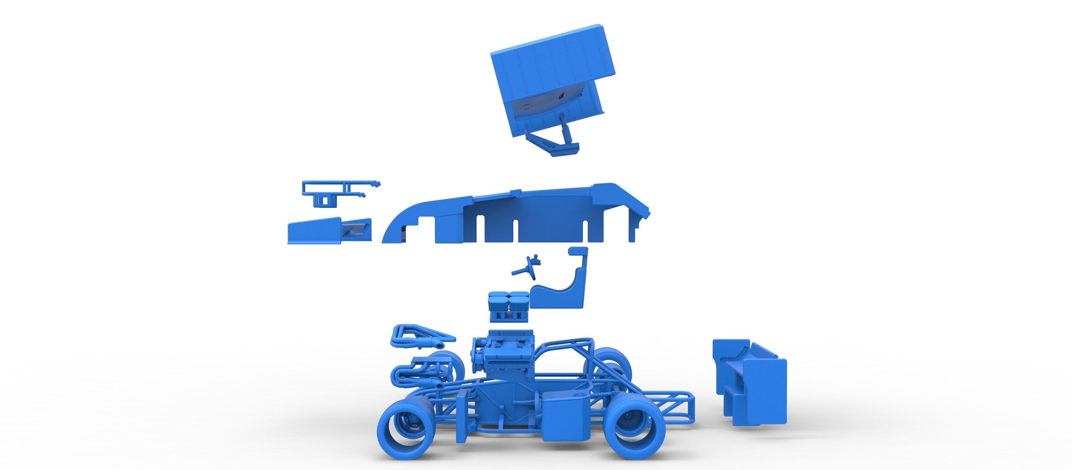 Supermodified front engine Winged race car V3 Scale 1 to 25 3D print model_59