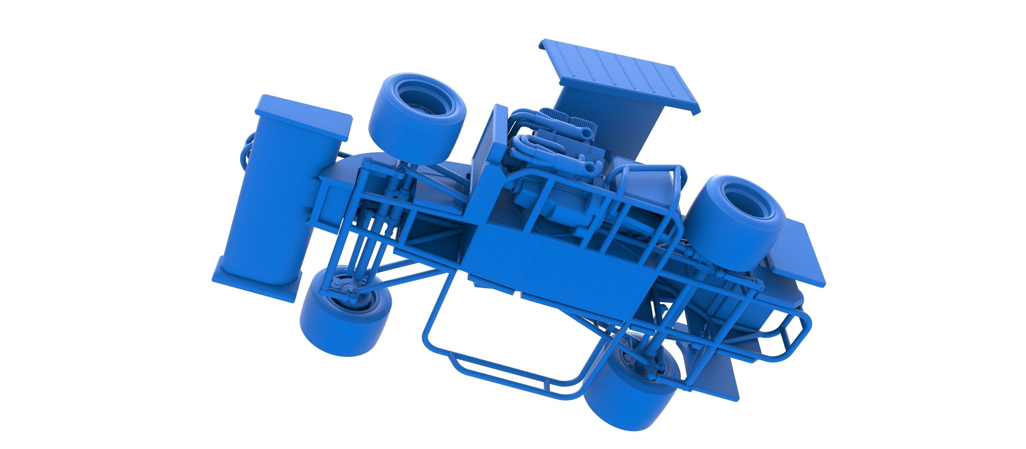 Supermodified front engine Winged race car V3 Scale 1 to 25 3D print model_30