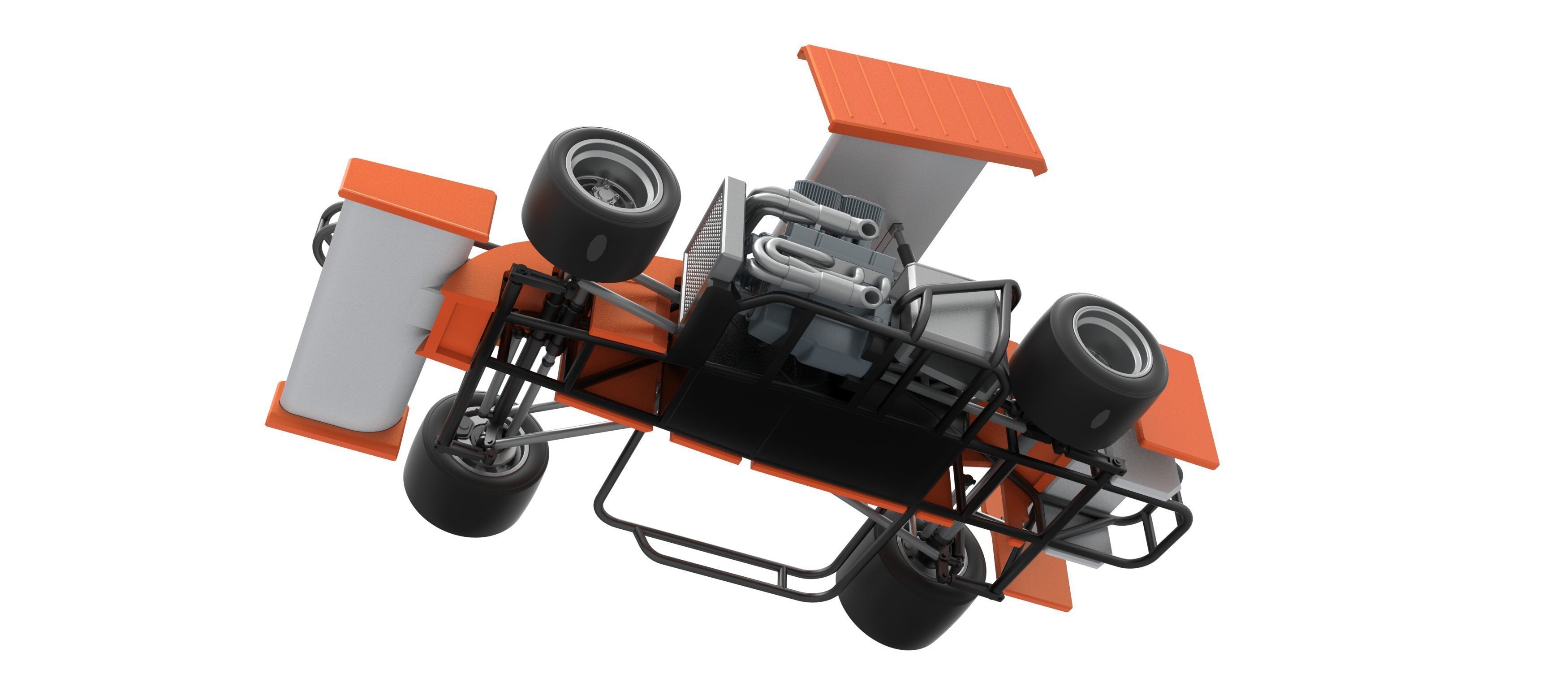 Supermodified front engine Winged race car V3 Scale 1 to 25 3D print model_3
