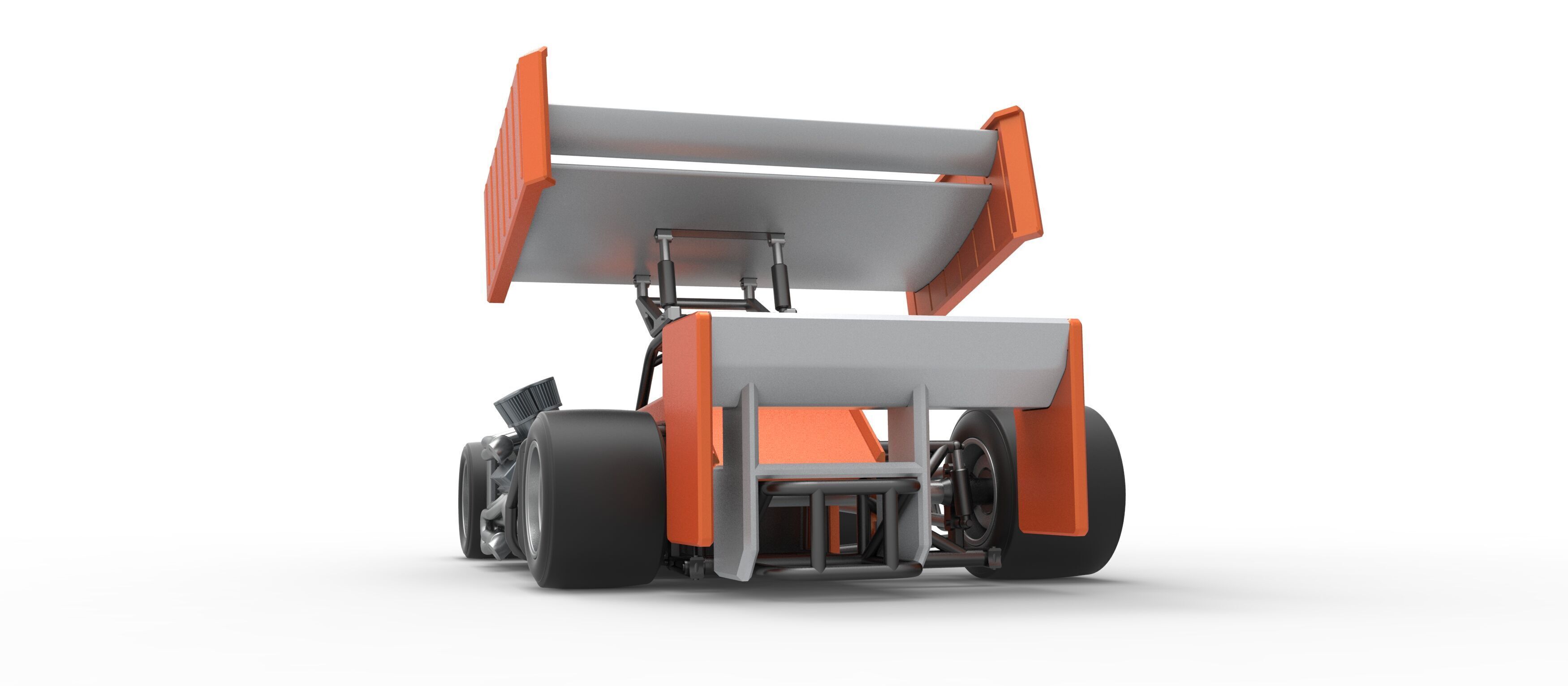 Supermodified front engine Winged race car V3 Scale 1 to 25 3D print model_15