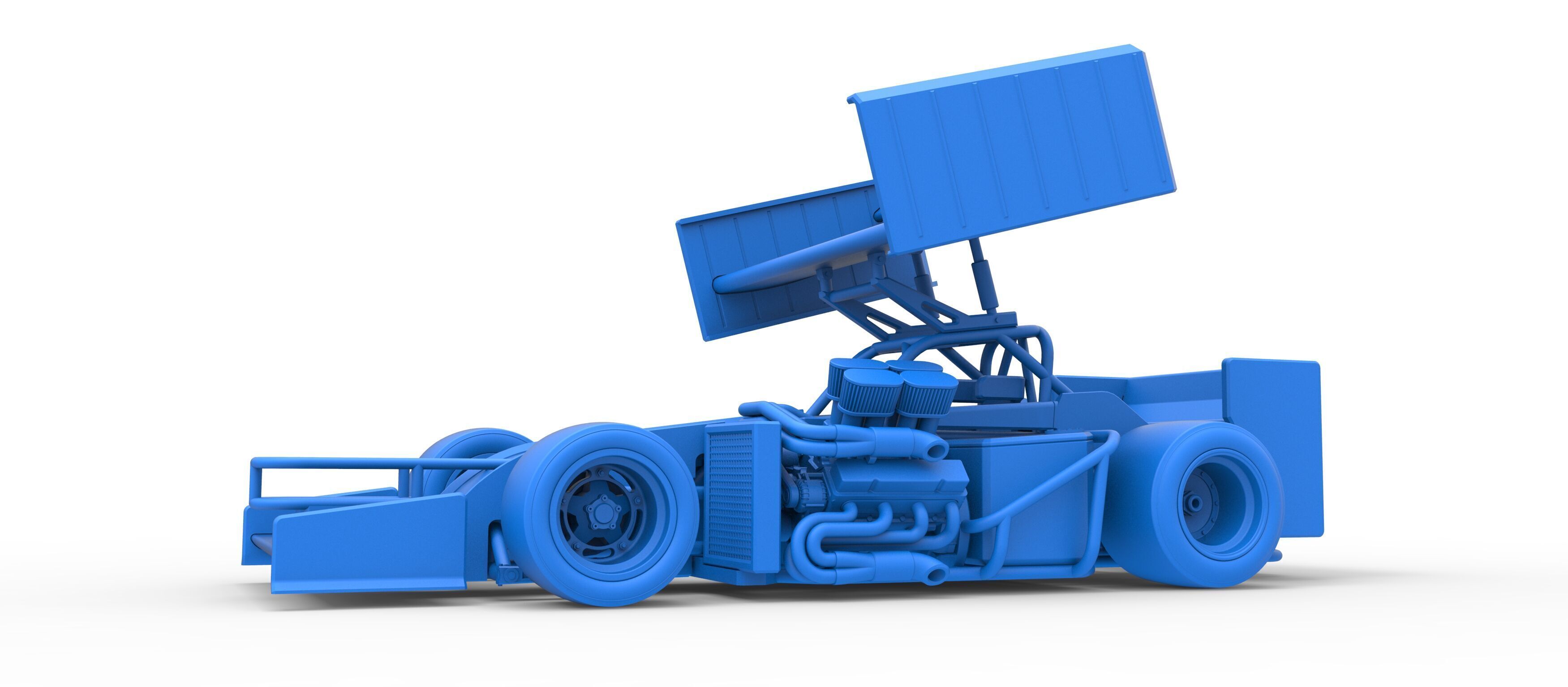Supermodified front engine Winged race car V3 Scale 1 to 25 3D print model_29