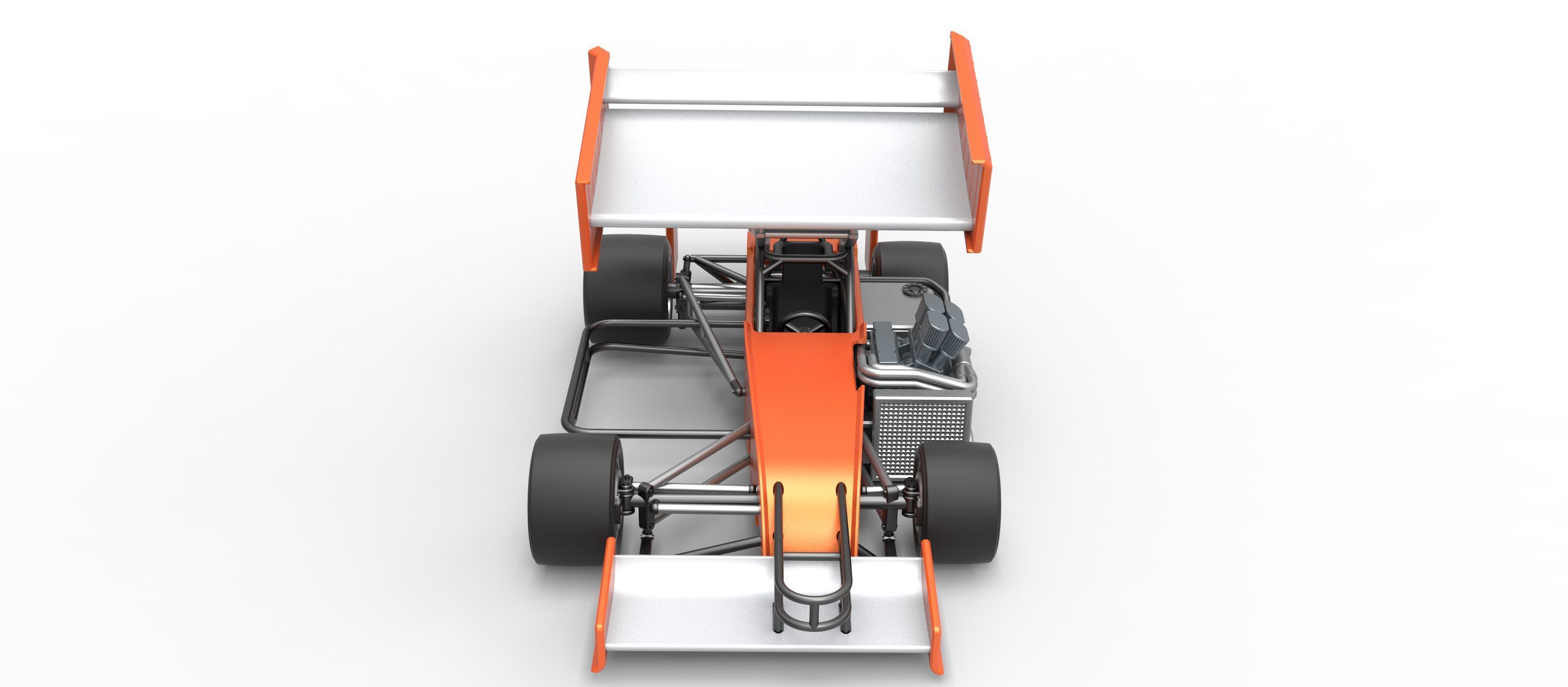 Supermodified front engine Winged race car V3 Scale 1 to 25 3D print model_8