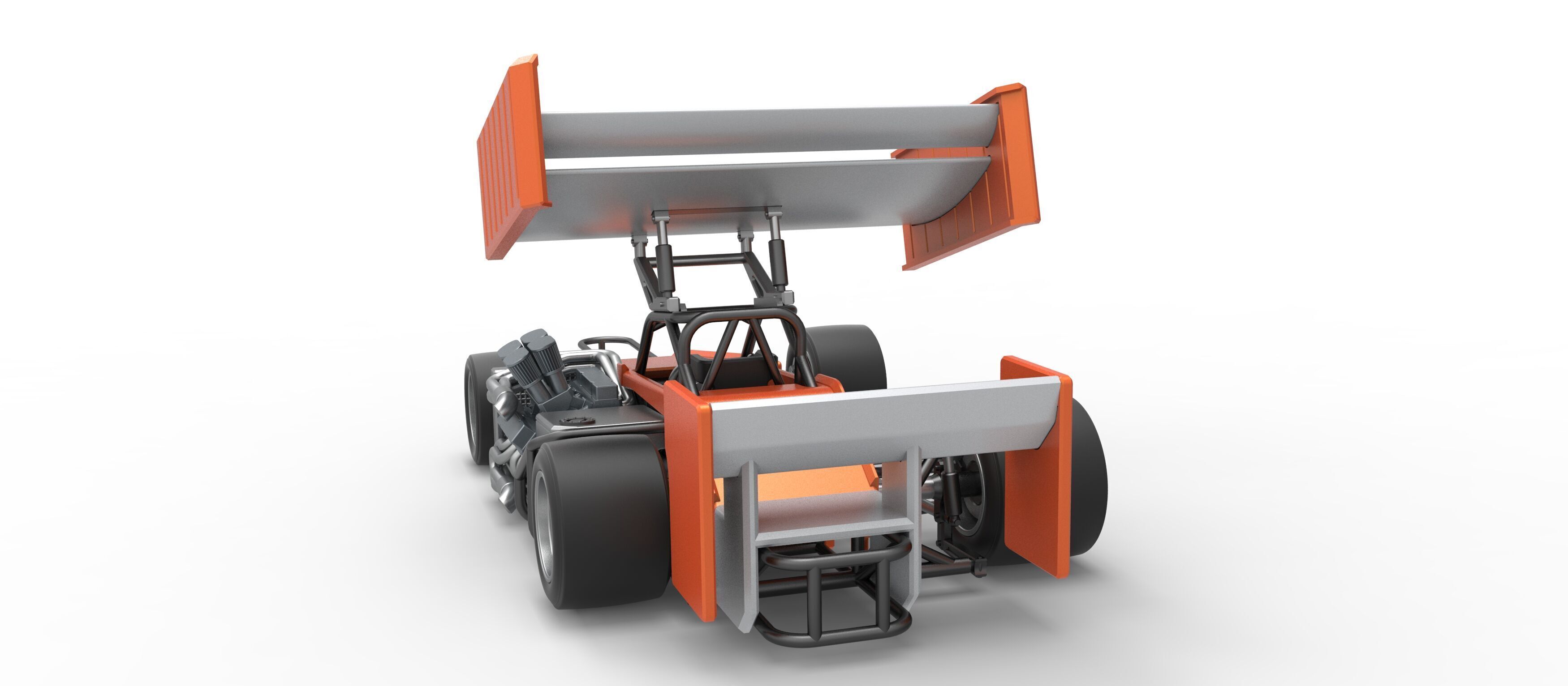 Supermodified front engine Winged race car V3 Scale 1 to 25 3D print model_14