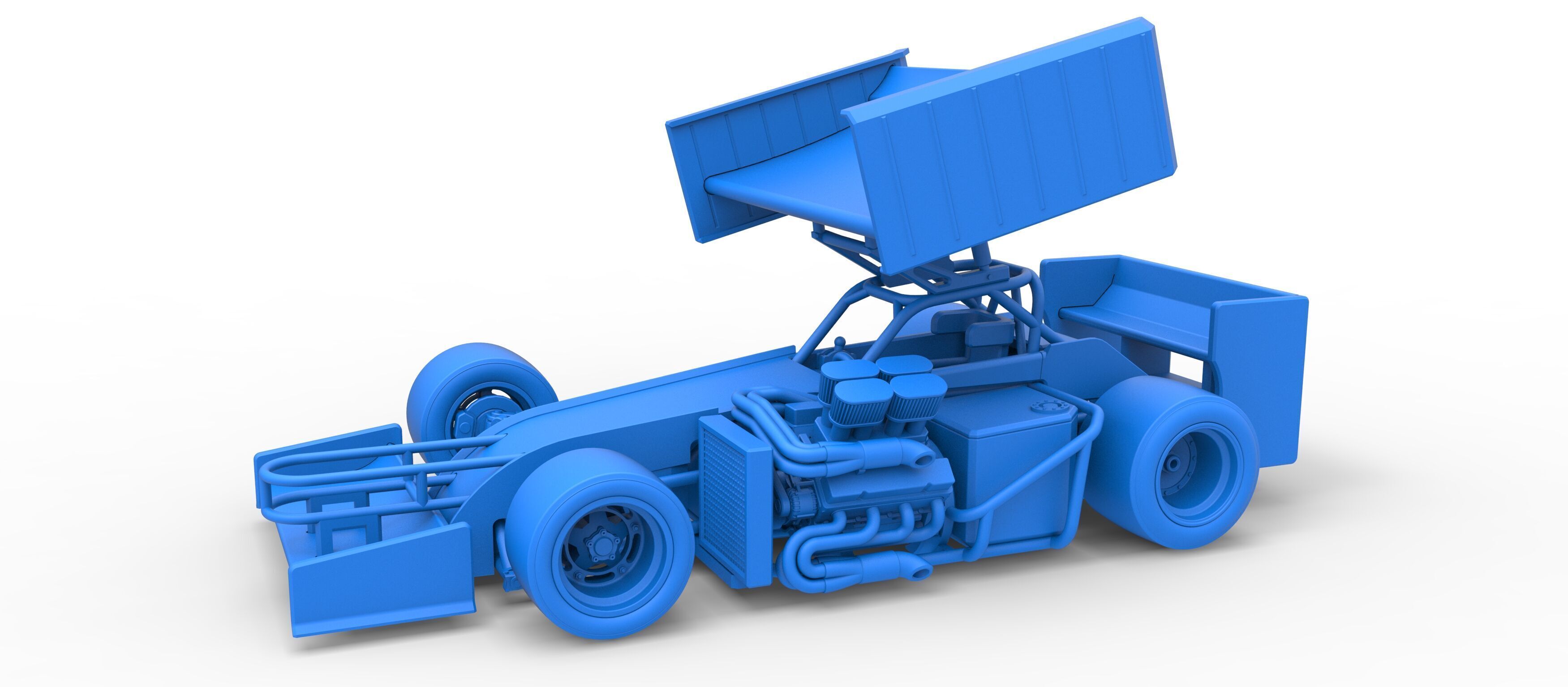 Supermodified front engine Winged race car V3 Scale 1 to 25 3D print model_28