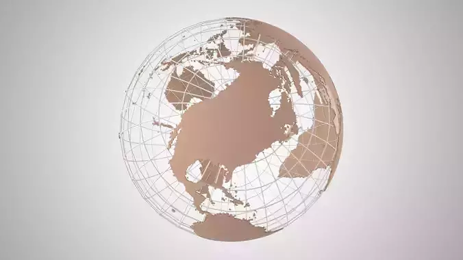 Globe News Skeleton Almond Color 3D model