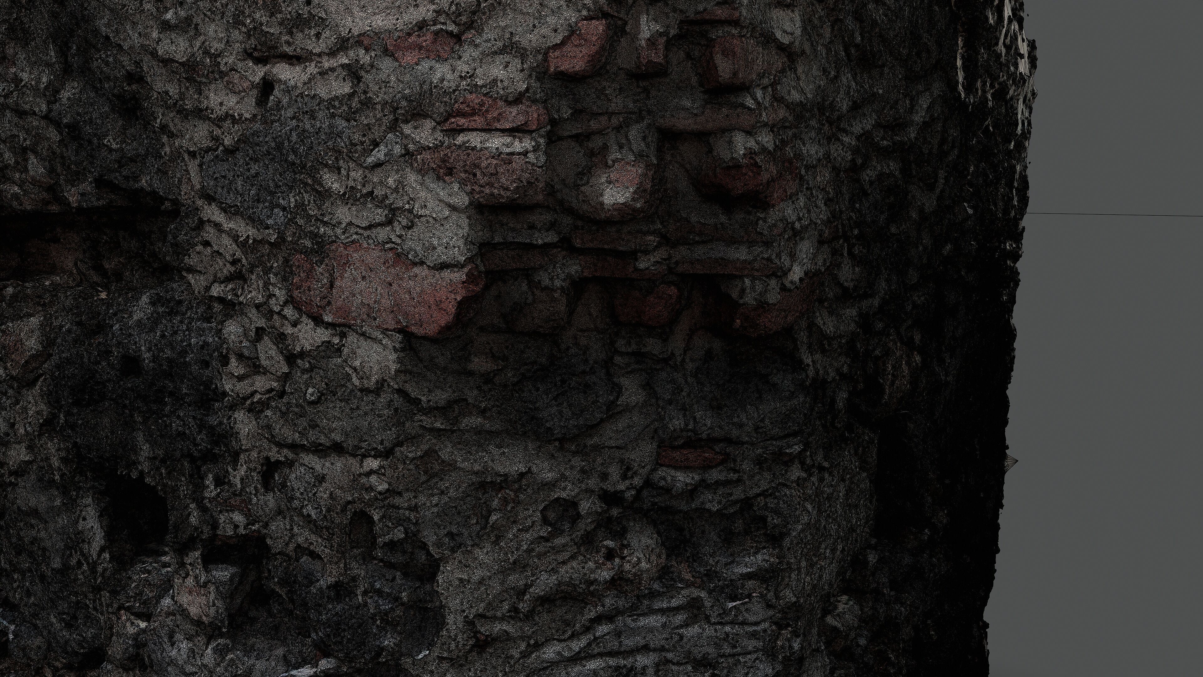 Abandoned House Ruined Part Scan - Wall Corner 03 3D model_10