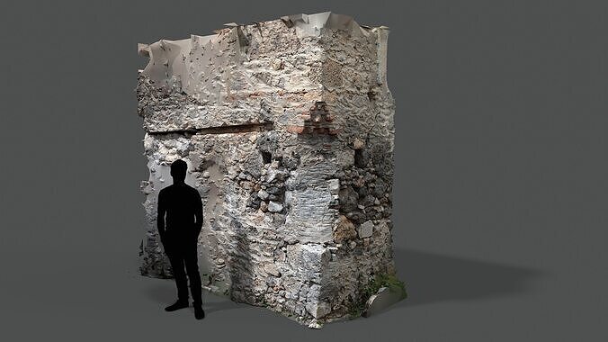 Abandoned House Ruined Part Scan - Wall Corner 03 3D model