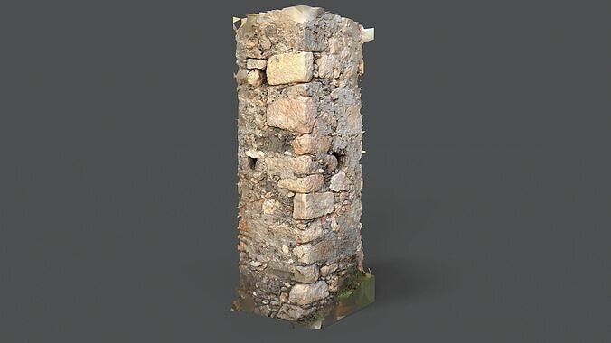 Abandoned House Ruined Part Scan - Wall Corner 04 3D model