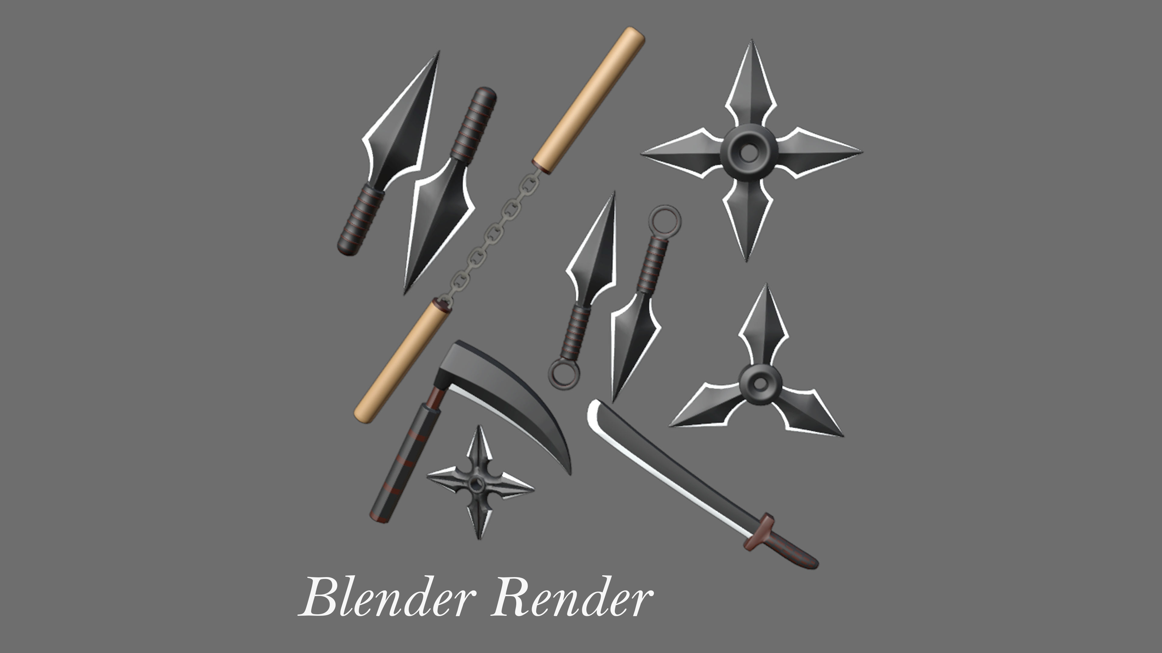 Ninja Weapons 3D model_8