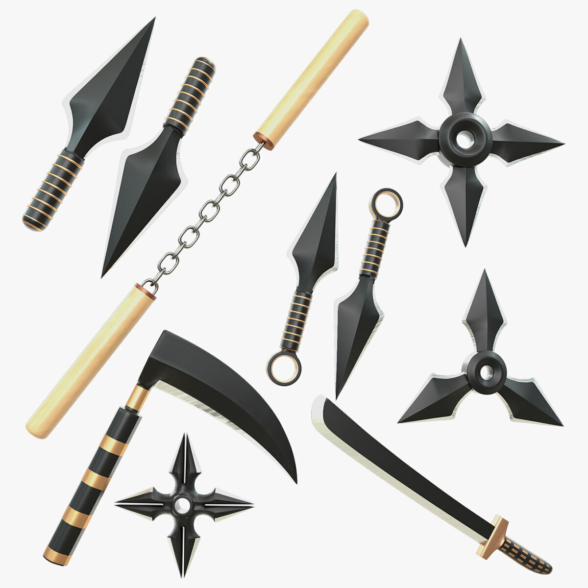 Ninja Weapons 3D model_1