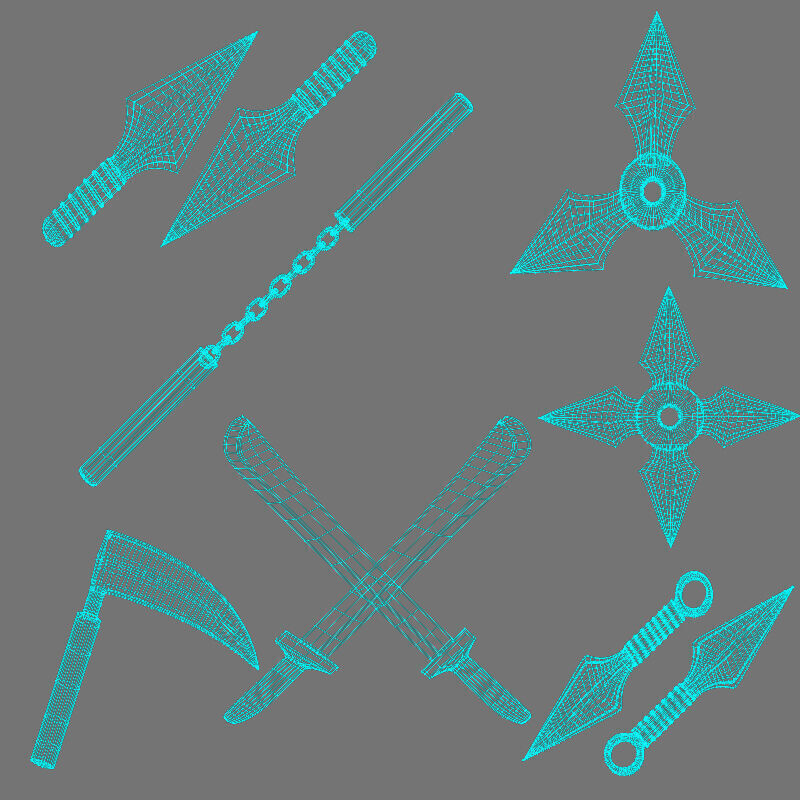 Ninja Weapons 3D model_2