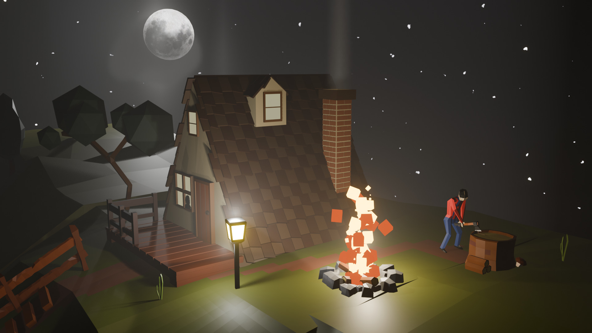 Cabin in the forest Free low-poly 3D model_3