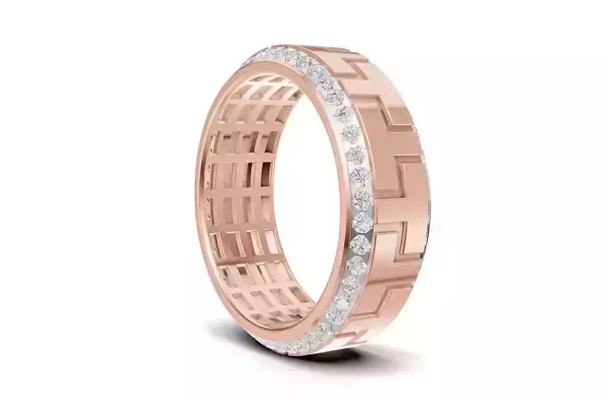 Geometric Pattern Diamond Mens Weeding Band