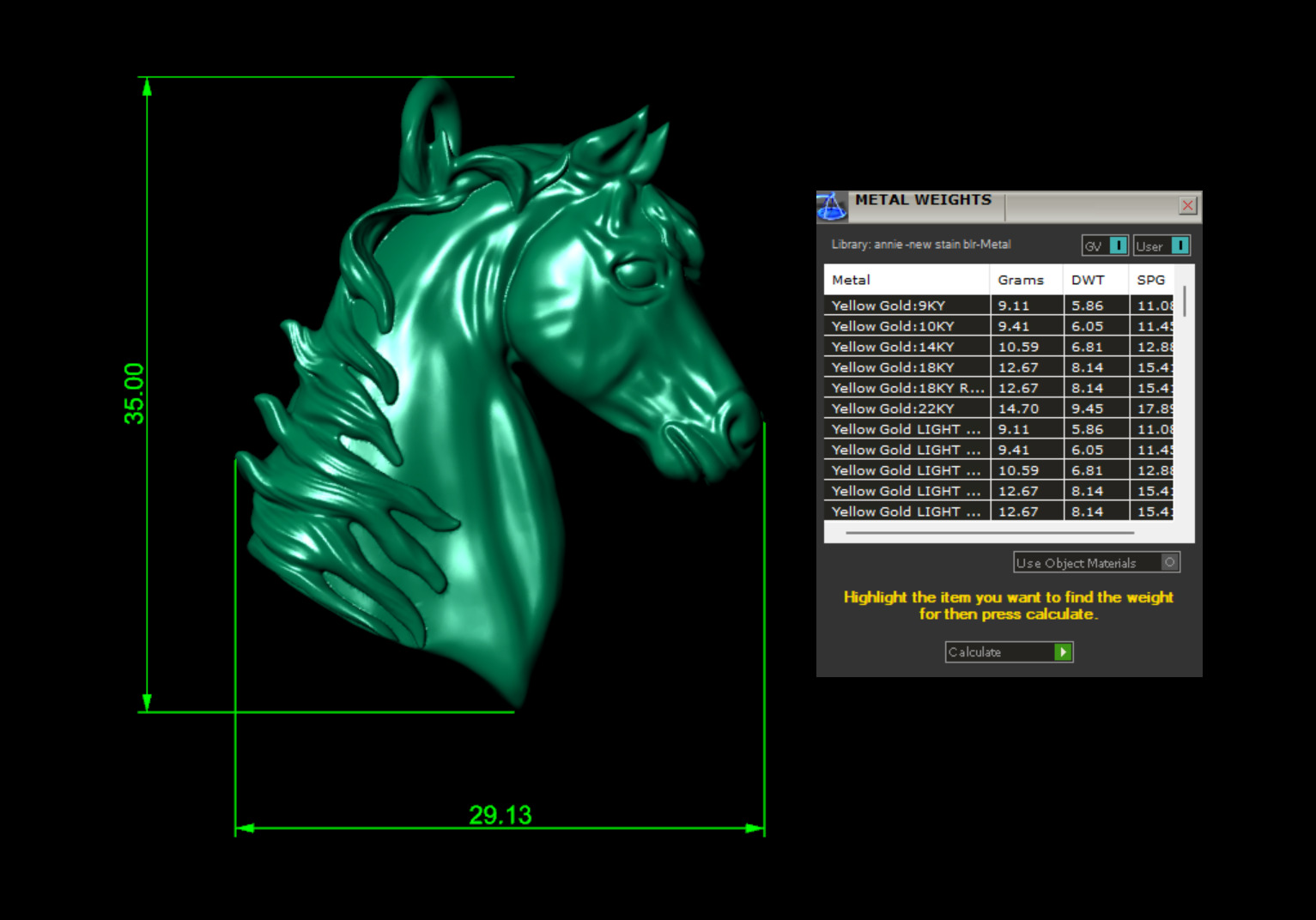 horse pendant 3D print model_3
