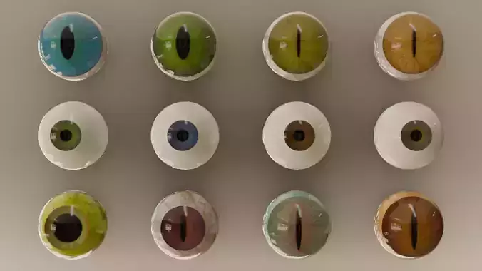  Eyes collection and Procedural eye customization Low-poly 3D model