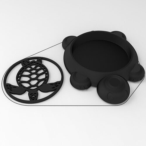 Sea Turtle Coaster Set with Holder 3D Printable Decor 3D print model