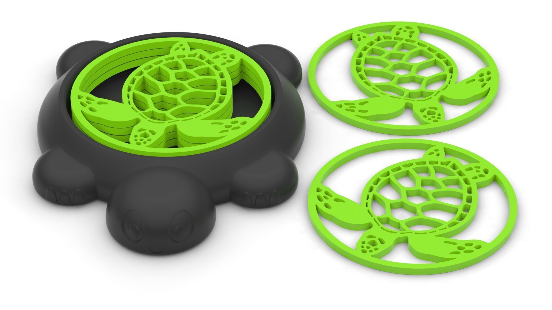 Sea Turtle Coaster Set with Holder 3D Printable Decor 3D print model_5