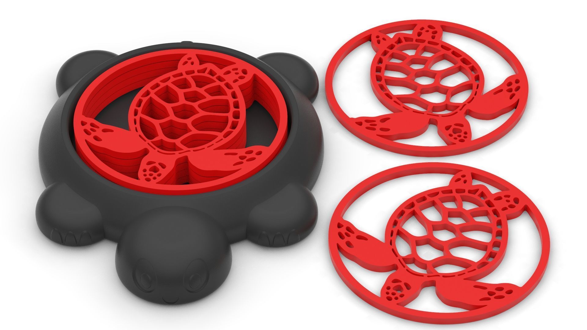 Sea Turtle Coaster Set with Holder 3D Printable Decor 3D print model_6