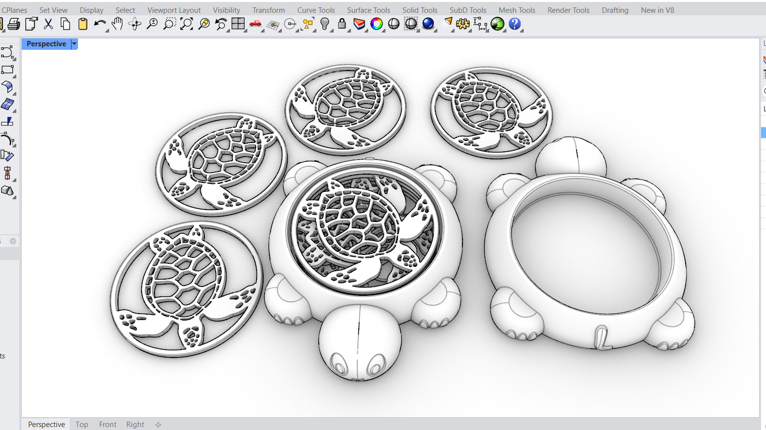 Sea Turtle Coaster Set with Holder 3D Printable Decor 3D print model_7