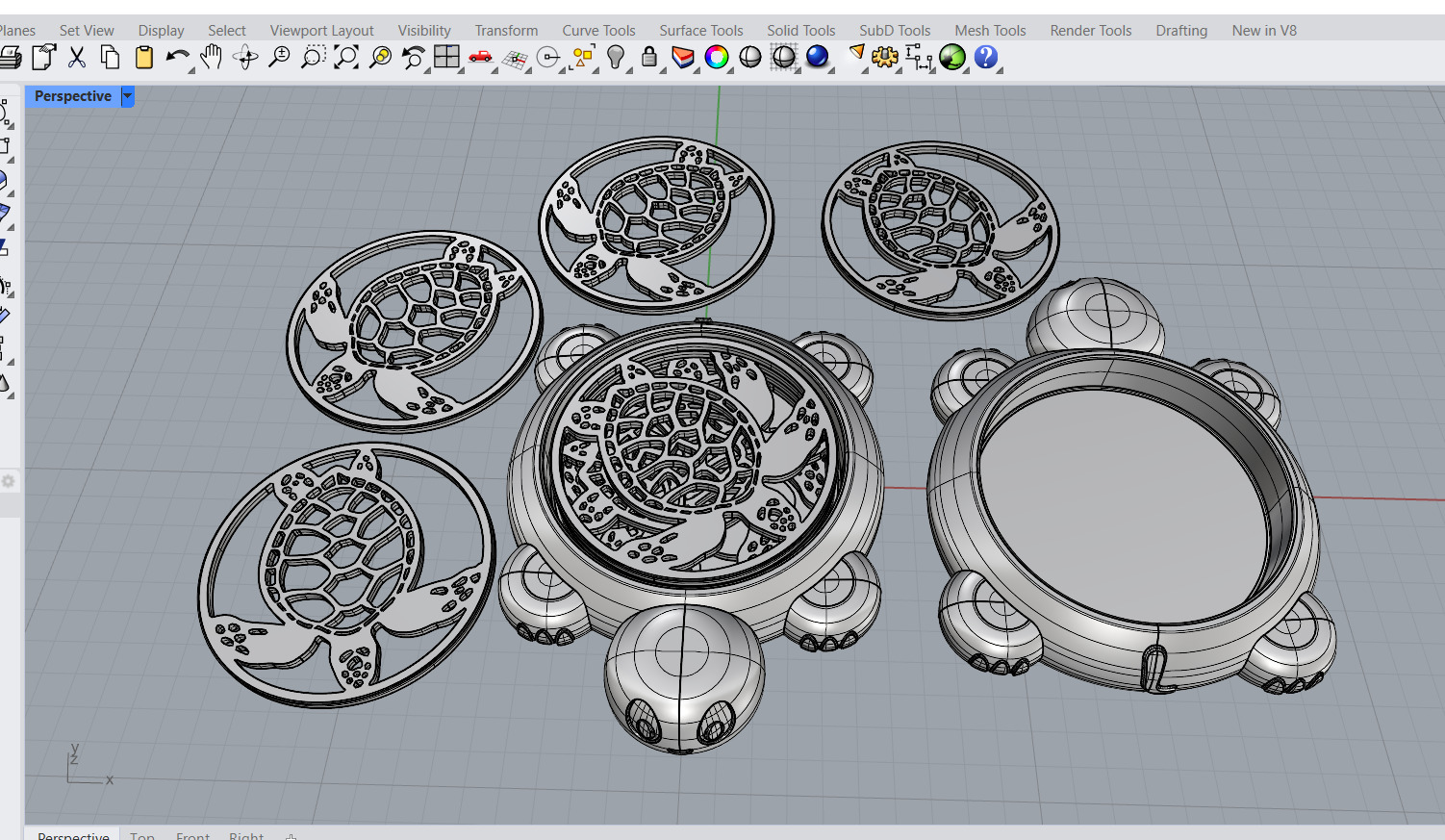 Sea Turtle Coaster Set with Holder 3D Printable Decor 3D print model_8