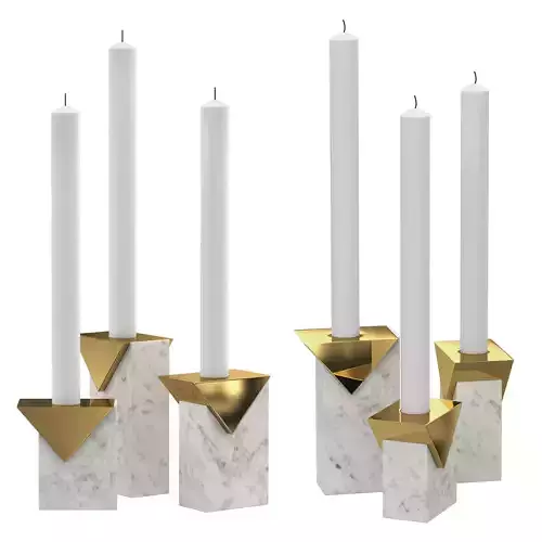 Marble candlesticks with brass elements