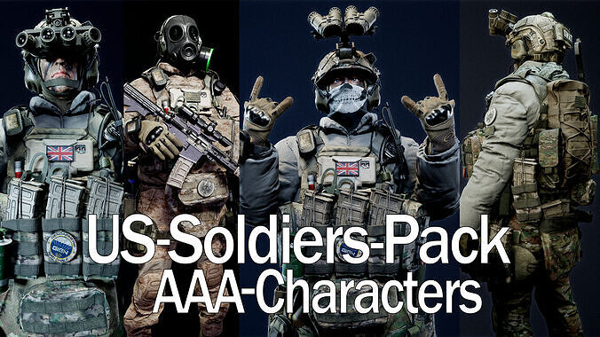 Modular AAA US-SOLDIER  Low-poly 3D model