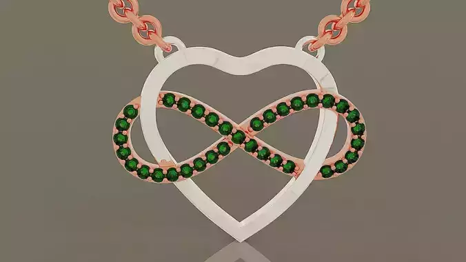 Diamond set infinity heart necklace 3D print model