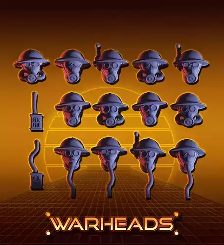 British Helmets and Gasmasks  Alternative WW1-2 heads -13 heads 