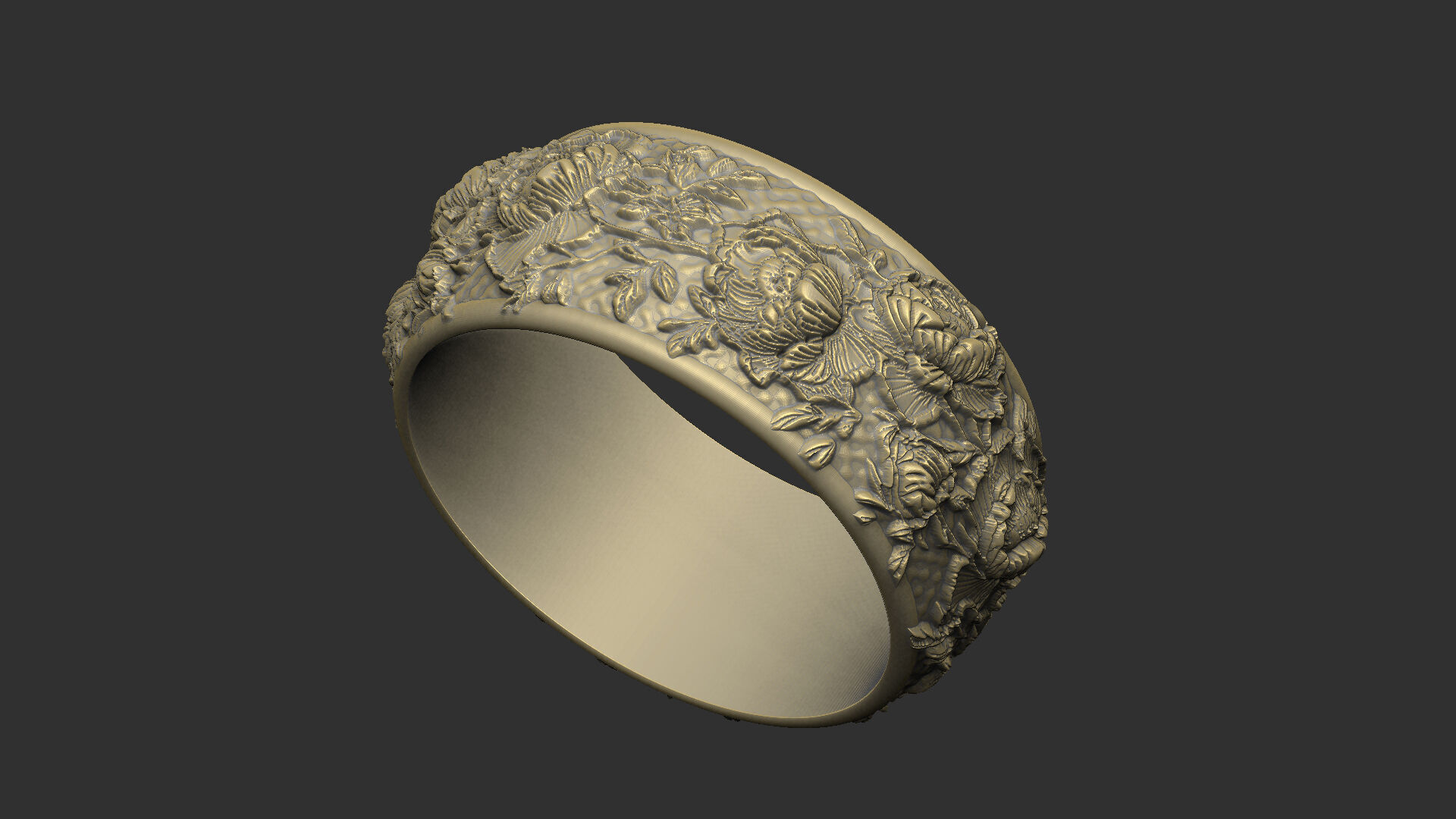 peony ring pattern design 3D print model_1