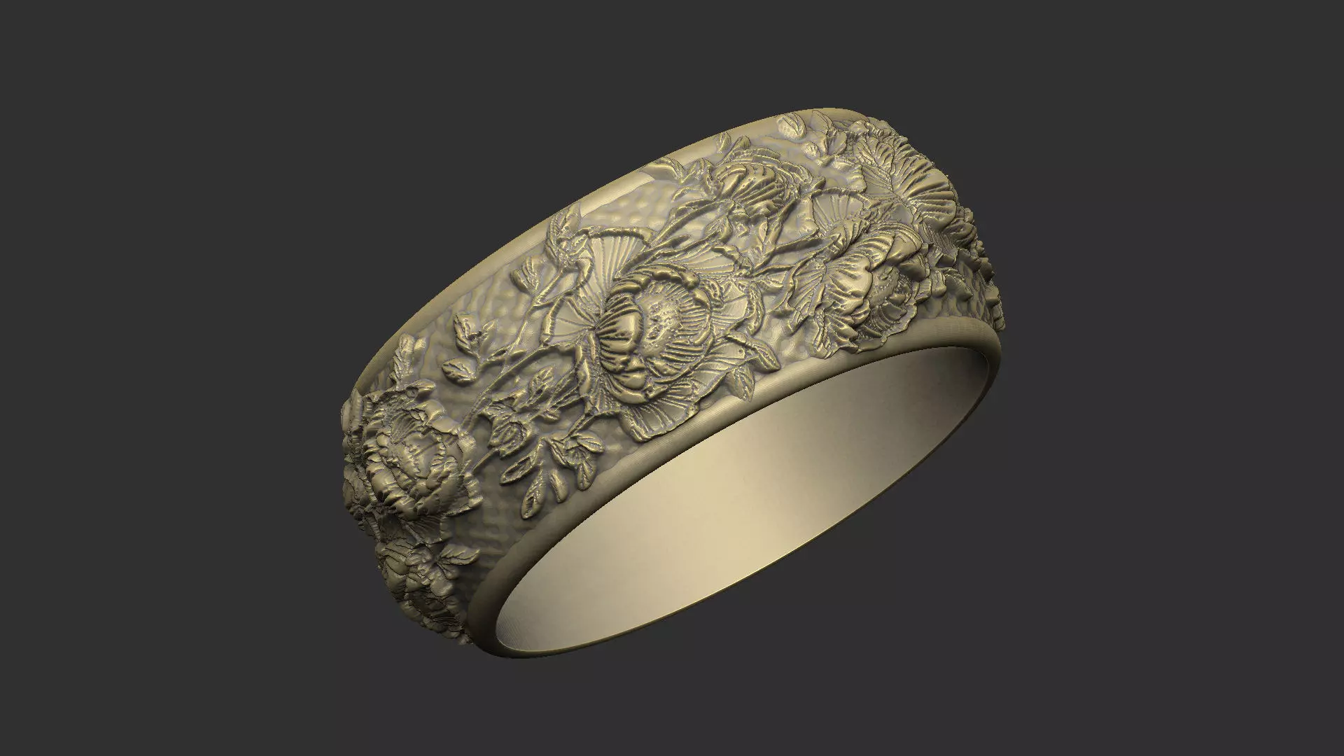 peony ring pattern design 3D print model_0