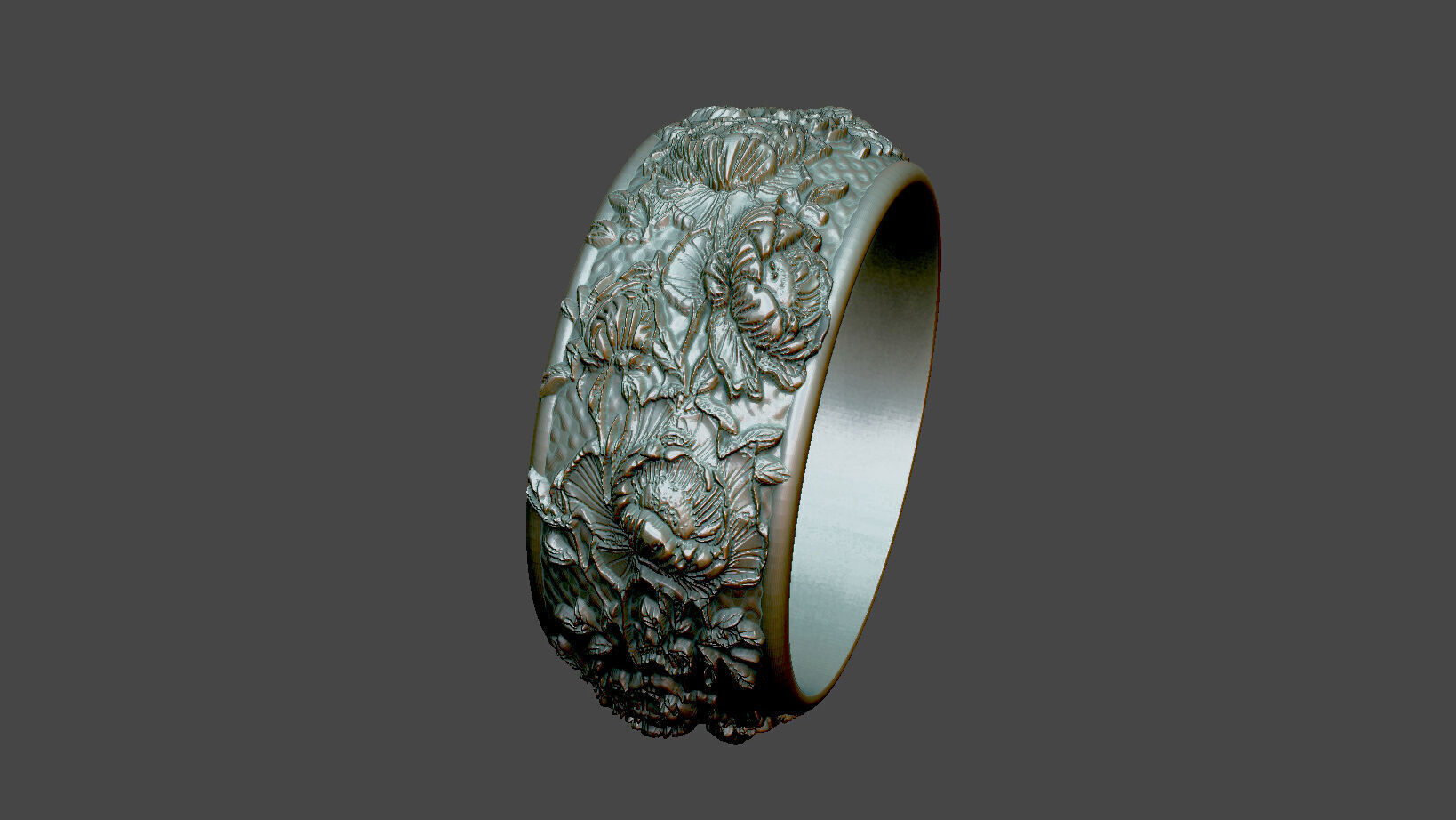 peony ring pattern design 3D print model_2