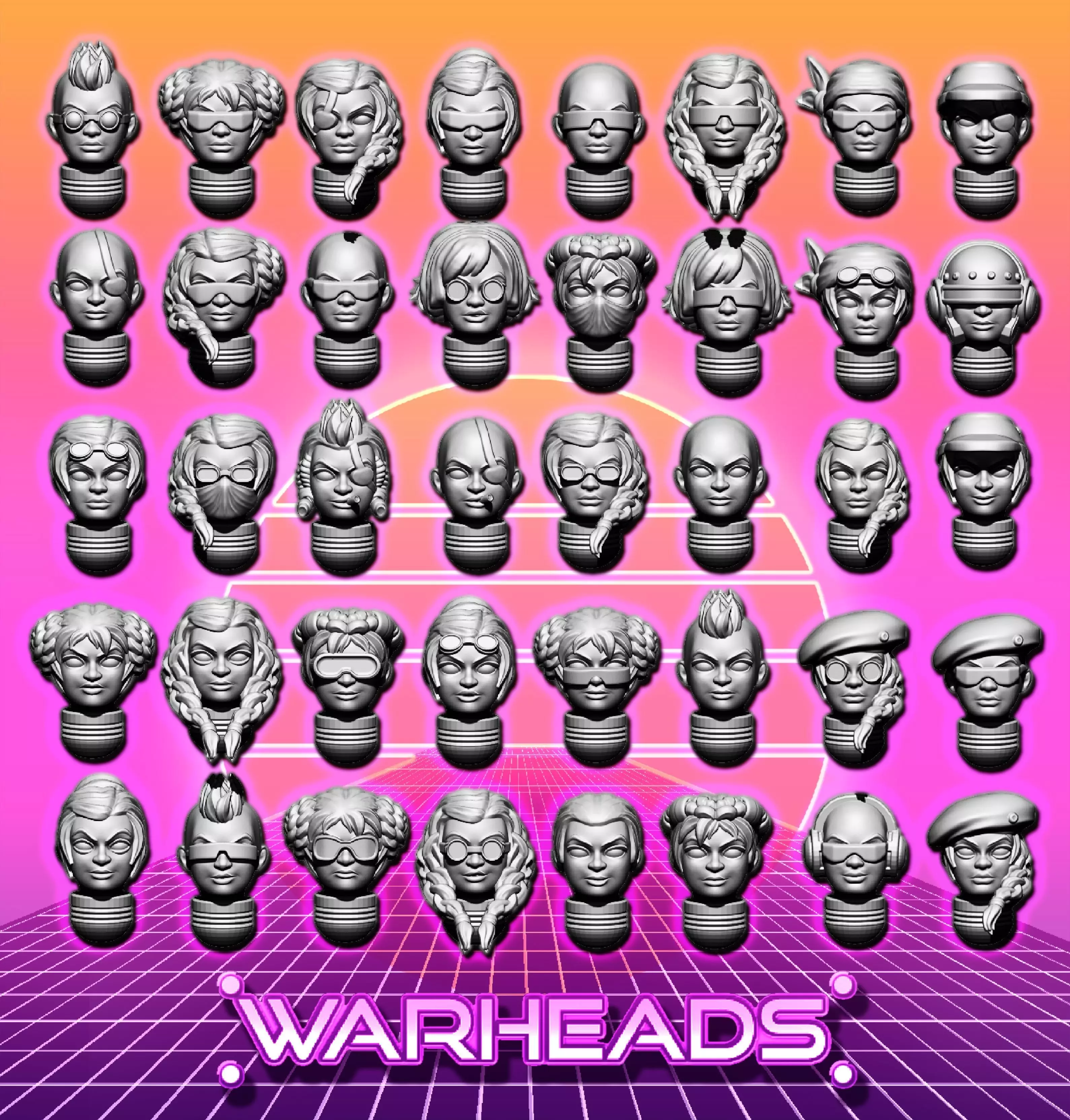 Female Dwarves heads - 40 heads 3D print model_0
