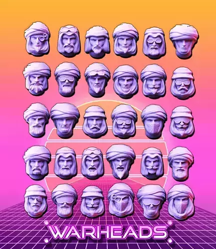 Turbans for everyone - Desert Warriors - 30 heads 3D print model