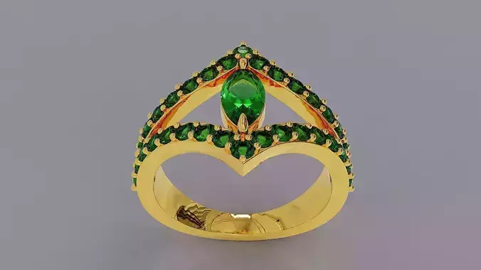 Prong set round and marquise diamonds bypass ring