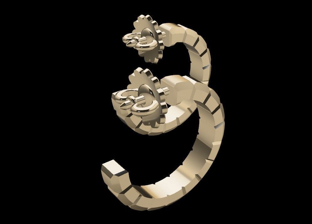 legant Ice Cube Style Gold Earrings - 3D Model 3D print model_9