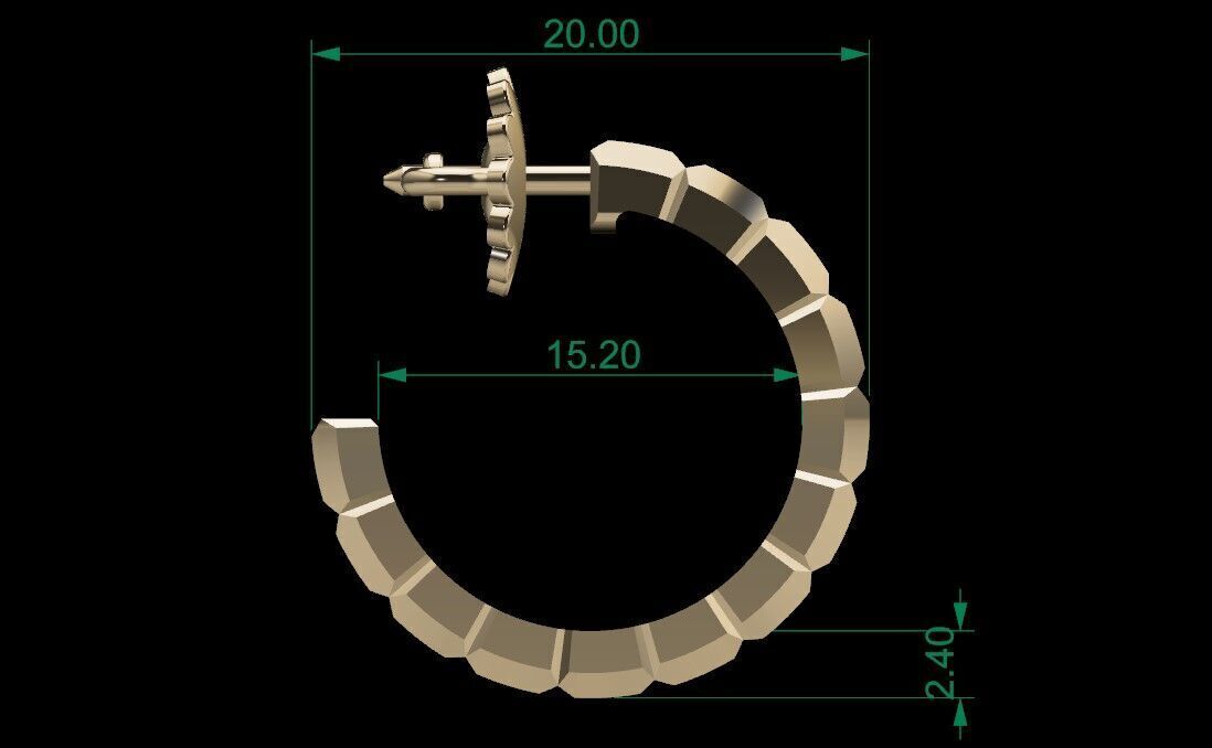 legant Ice Cube Style Gold Earrings - 3D Model 3D print model_5