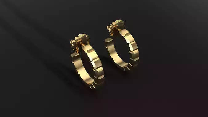 legant Ice Cube Style Gold Earrings - 3D Model 3D print model