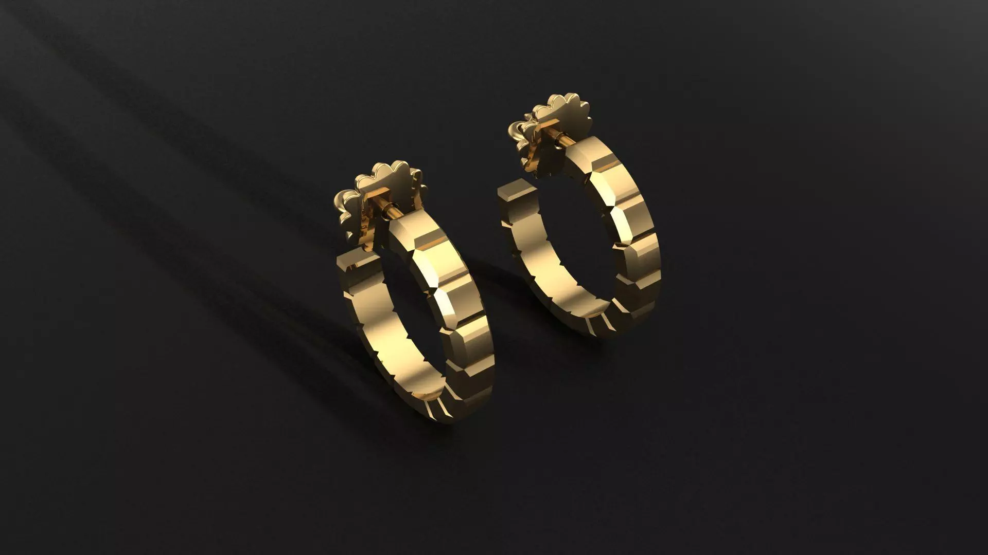 legant Ice Cube Style Gold Earrings - 3D Model 3D print model_0