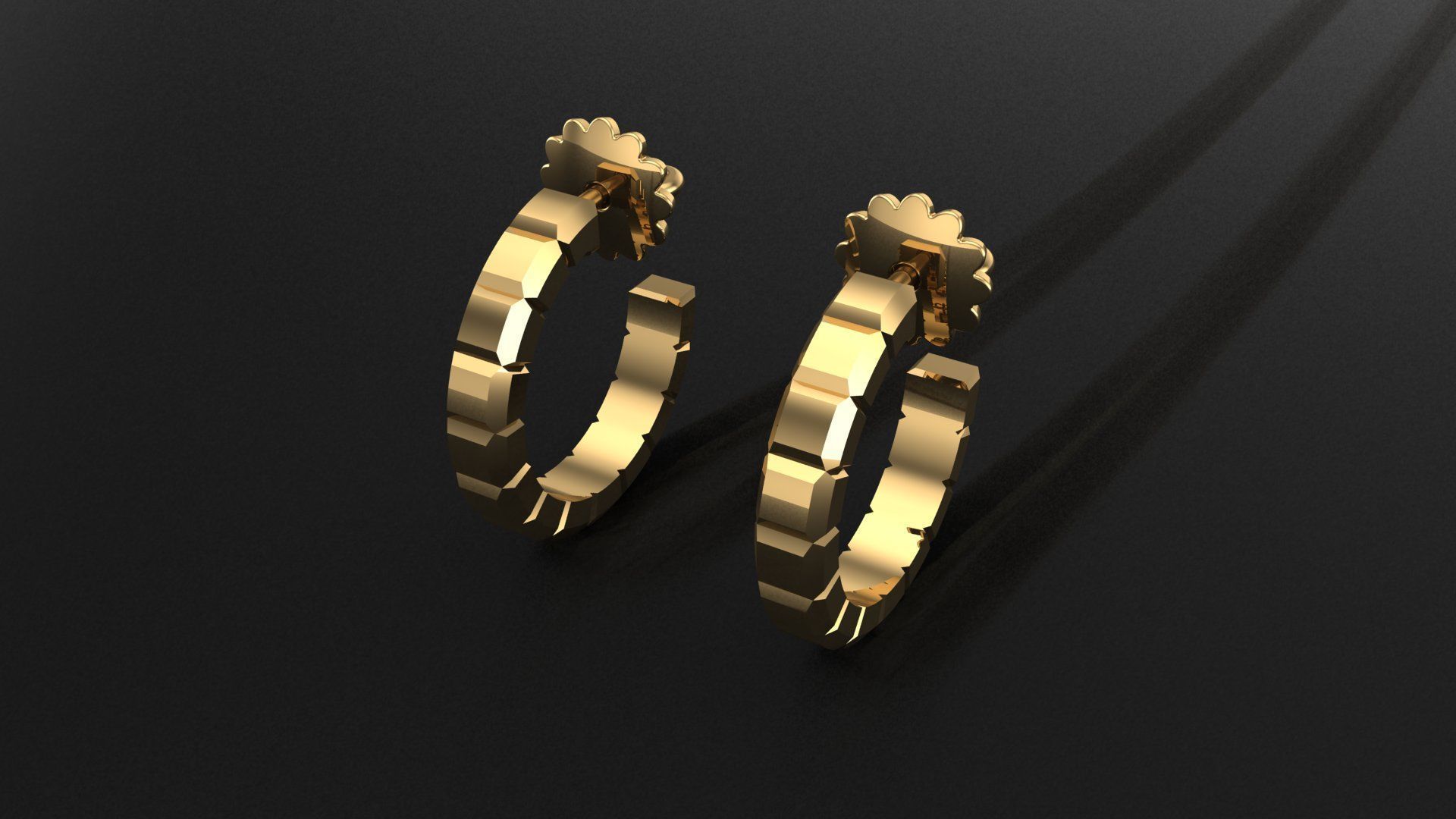 legant Ice Cube Style Gold Earrings - 3D Model 3D print model_1